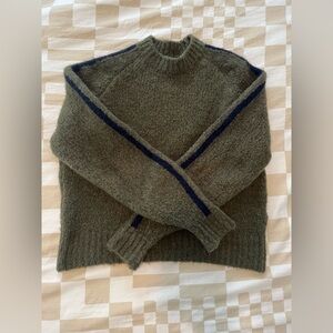 Paloma Wool / Grand Slam sweater / Olive with navy blue sleeve stripes / Small
